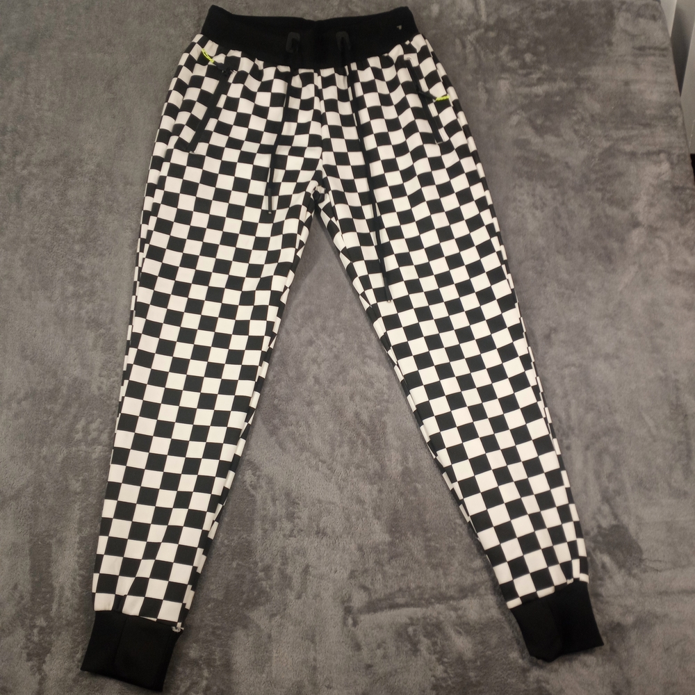 XS Black and White Wimen's Checkerboard Jogger Pants Size Medium